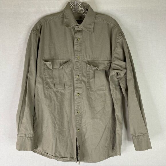 Timberland Shirt Men’s Tan S Khaki Vintage Button Down Workwear Pockets Cotton - Picture 2 of 10